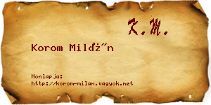 Korom Milán névjegykártya