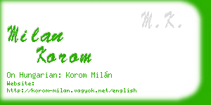 milan korom business card